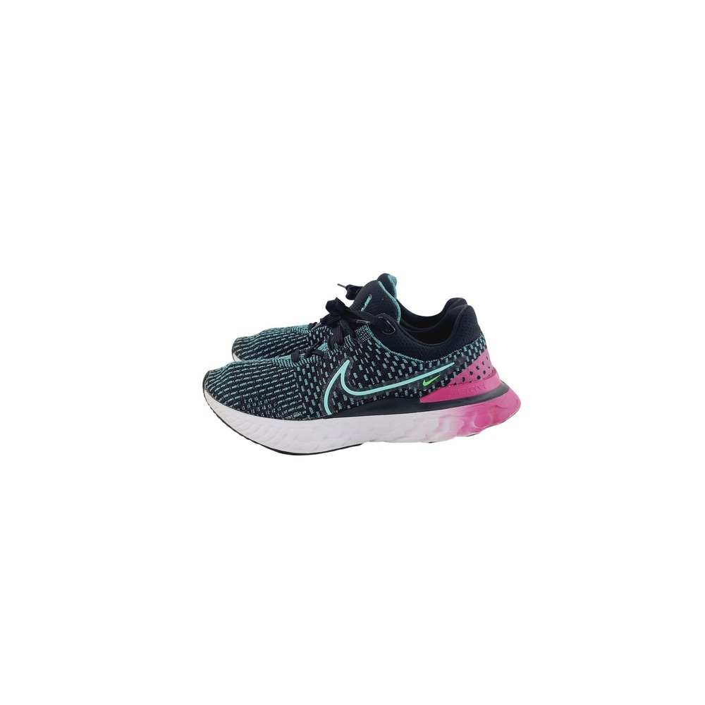 Nike, Round Toe Athletic / Casual Running Shoes, Women Size 10, Black Aqua Pink.